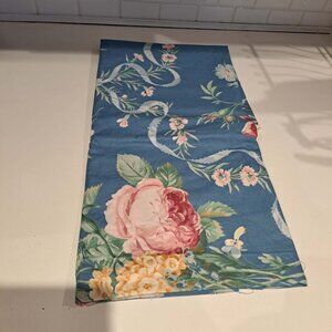 Ribbon bouquet blue fabric with large flowers all over